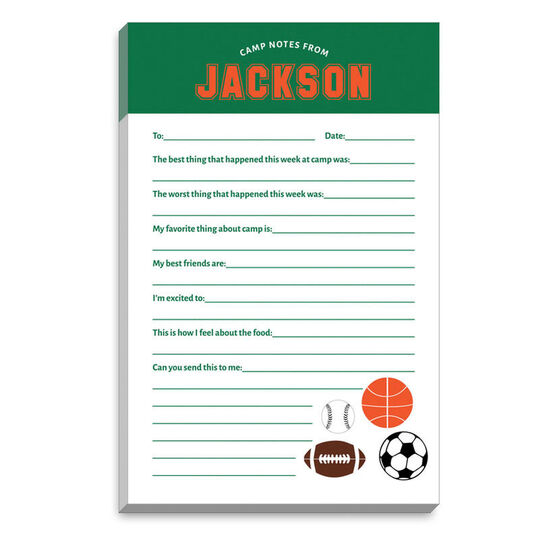 Sports Balls Fill In Camp Notepads
